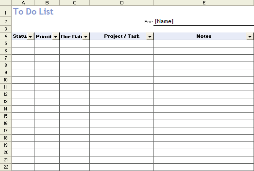 Spreadsheet Template For To Do List