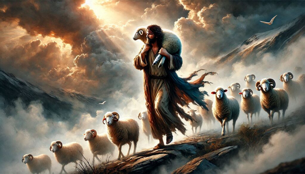 God's sheep and Jesus searching for the lost sheep